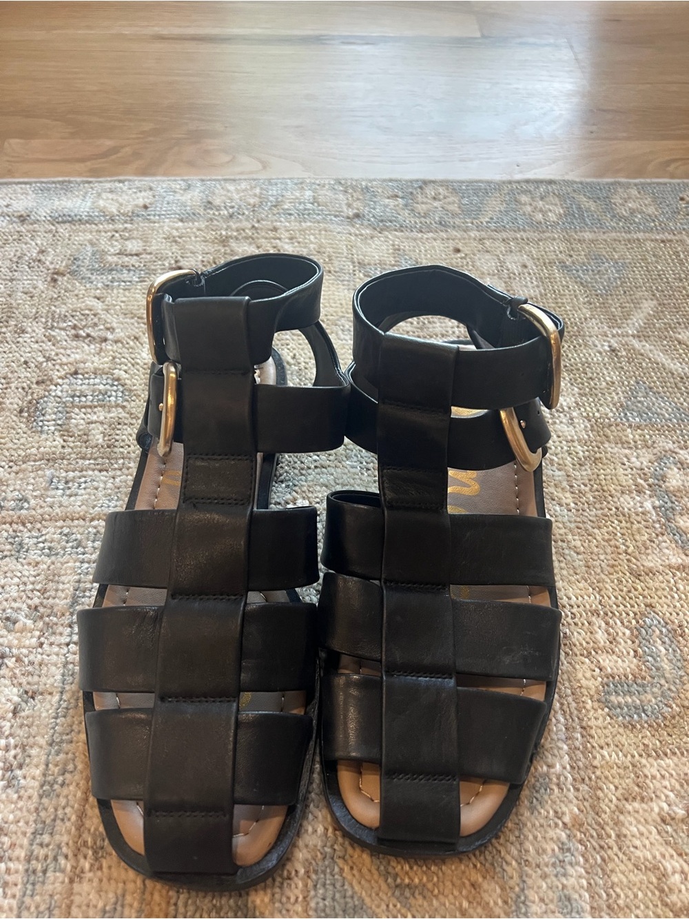 Sam Edelman’s Women’s Black Strappy Gladiator Sandals - Classic Buckle Closure